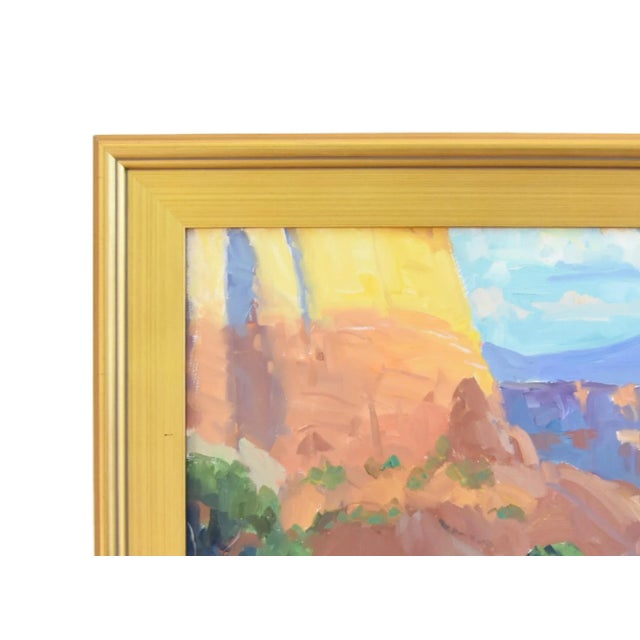 Silvio Silvestri, Listed Artist Southwestern Canyon Landscape Painting Including the Antiqued Gold Wood Frame For Sale - Image 4 of 12