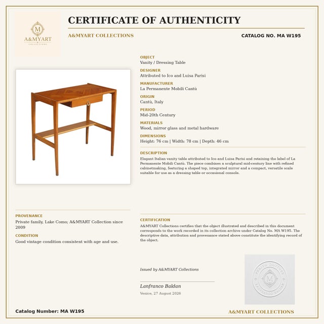 Vanity Table or Desk from La Permanente Mobili Cantù, 1940s For Sale - Image 8 of 10