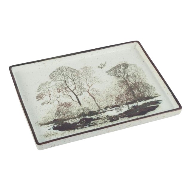 Ceramic Tray with Landscape Motif by Nils Thorsson for Royal Copenhagen, 1970s For Sale