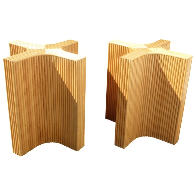 Contemporary Bamboo Dining Table Bases A Pair Chairish