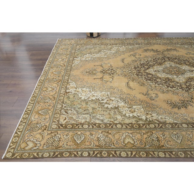 1970s Vintage Persian Handmade Wool Orange Area Rug For Sale - Image 9 of 11