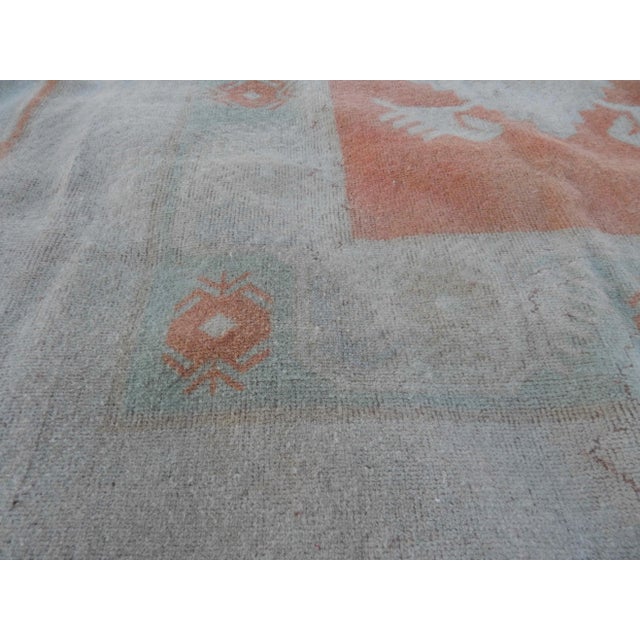 Salmon Vintage Distressed Pastel Color Oushak Area Rug 6′5″ × 10′3″ For Sale - Image 8 of 11