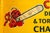 c. 1940s; Clinton Machine Co. - Maquoketa, IA Vintage flanged chainsaw advertising sign. This piece advertises chainsaws...