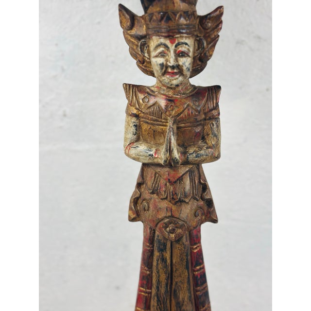 Vintage Asian Carved Wood Lamp For Sale In Charleston - Image 6 of 10