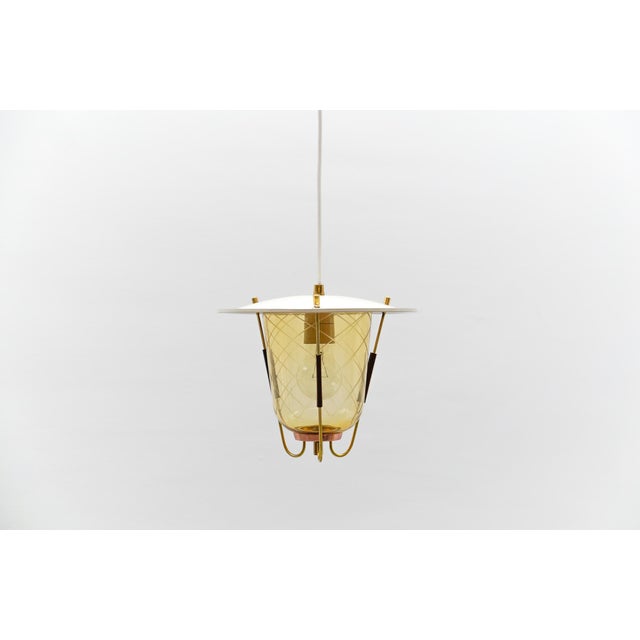 Mid-Century Modern Copper, Brass and Glass Ceiling Lamp, 1950s For Sale - Image 16 of 16