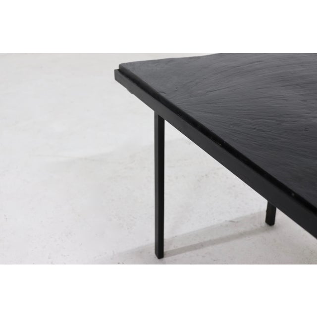 Mid-Century Modern Minimalist Steel and Slate Side or Coffee Table, 1960s For Sale - Image 3 of 10