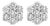 3.5 Carat, 7 Diamond Floral Cluster Flower Stud Earrings in 14 Karat White Gold For Sale