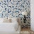 Mid-Century Modern Sample - Schumacher X Caroline Z Hurley Sepiessa Panel Wallpaper Mural in Blue For Sale - Image 3 of 3