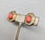 1960s Vintage 1960s Signed Panetta Goldtone Cabochon Faux-Coral & Clear Rhinestone Clip Earrings-2 Pieces For Sale - Image 5 of 9