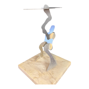 1970s “The Test” by William Dickey King – Aluminum Figural Sculpture Mid Century