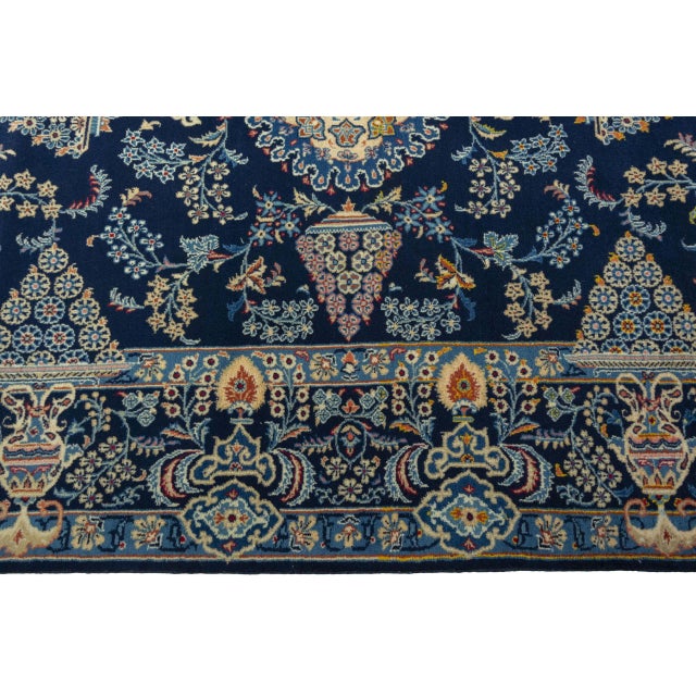 Blue Hand-Knotted Kashan Rug in Cork Wool, 2000s For Sale - Image 8 of 12