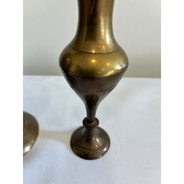 Set of 2, Vintage Brass Bud Vases For Sale - Image 4 of 8