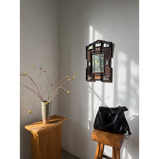 Wood Antique Tramp Art Mirror, 1890s For Sale - Image 7 of 18
