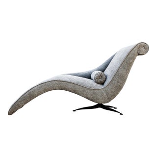 Vintage Italian Modern Sculptural Chaise Lounge in Gray Green Boucle For Sale