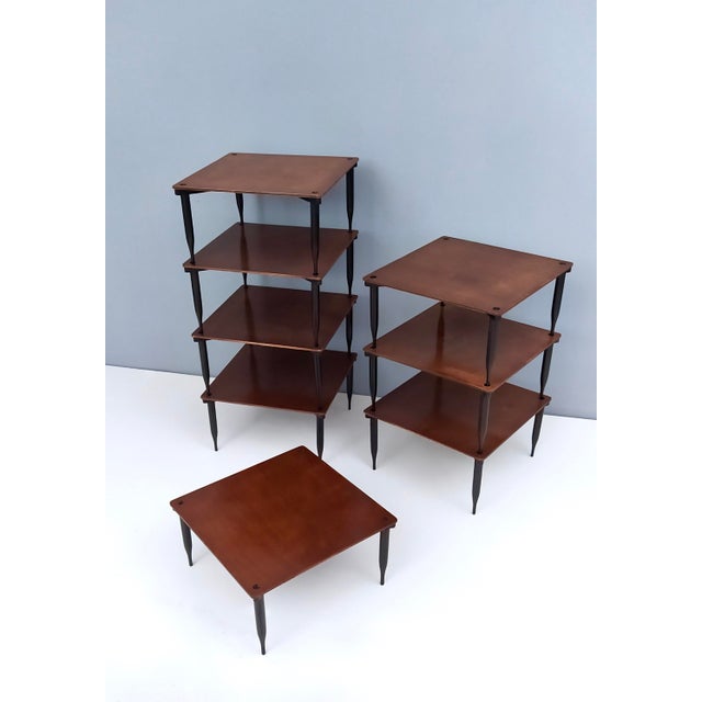 Brown Vintage Square Walnut Coffee Table Model T8 attributed to Vico Magistretti for Azucena, Italy, 1954 For Sale - Image 8 of 18