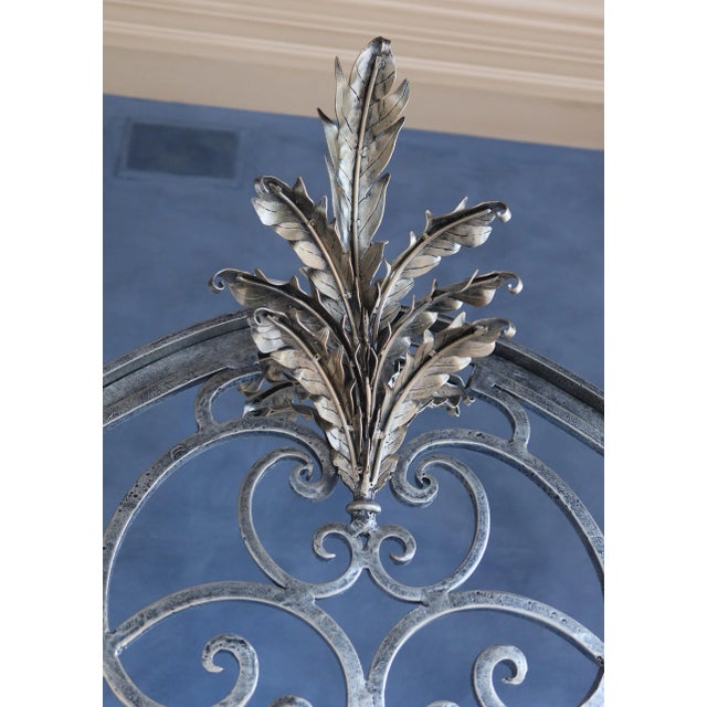 Large Wrought Iron Decorated Silver Wall Gate For Sale In Philadelphia - Image 6 of 9