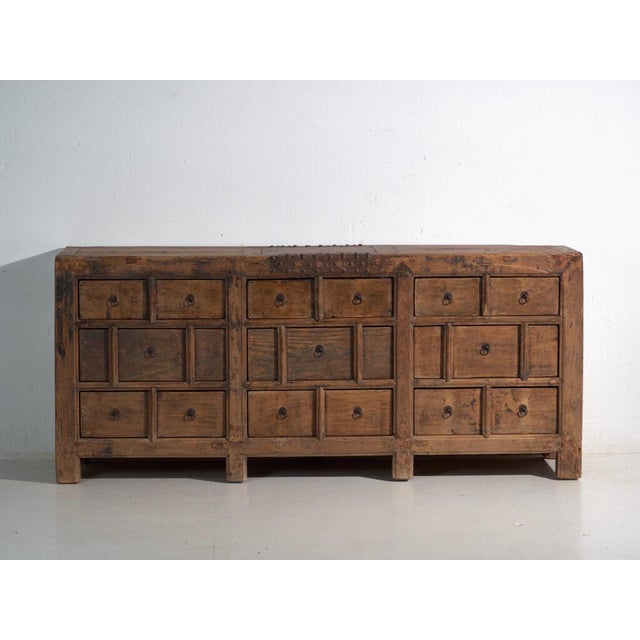 Wood Antique Nine-Drawer Cabinet in Pine Wood, China, 1930s For Sale - Image 7 of 13