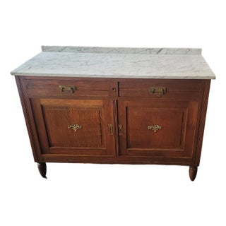 1920s Oak French Louis XVI Commode Dry Sink Wash Stand Cocktail Dry Bar For Sale