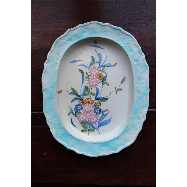 Antique White Antique Portuguese Wall Platter Depicting Flowers For Sale - Image 8 of 8