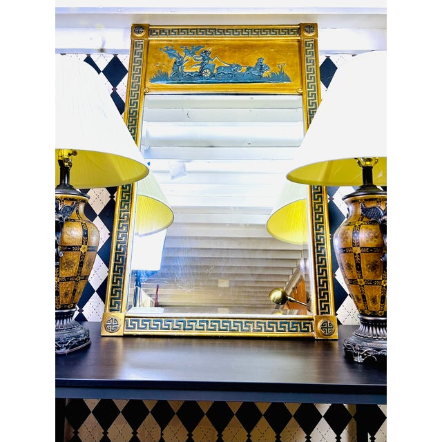 Oversized Neoclassical Greek Key Trumeau Wall Mirror With Classical Relief Frieze For Sale - Image 14 of 18