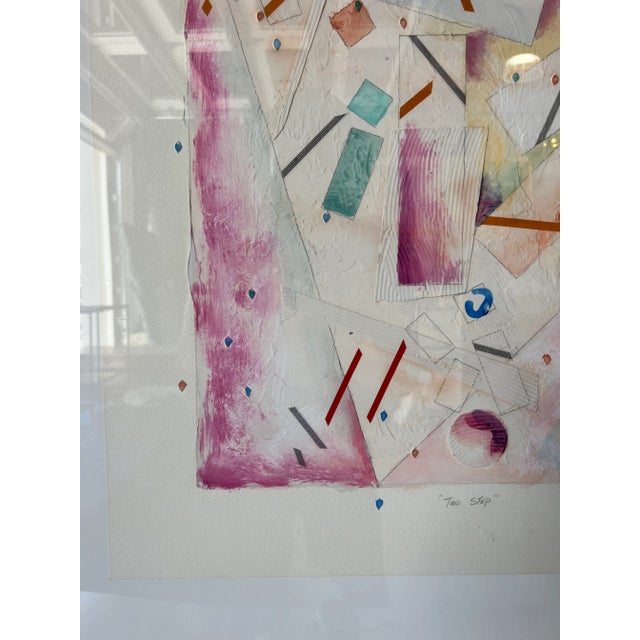 1980's Mary Cassilly " Two Step " Mixed Media Collage Abstract Painting For Sale - Image 10 of 13