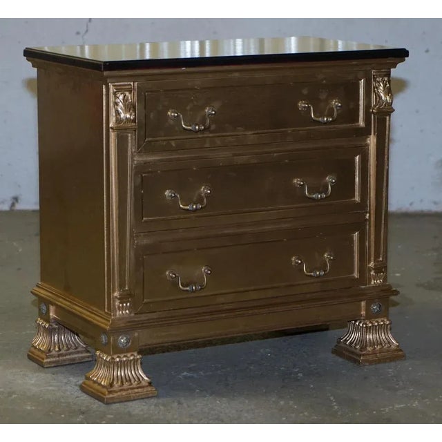 Gold Over Silver Leaf Painted Bedside Chests of Drawers, Set of 2 For Sale - Image 14 of 18