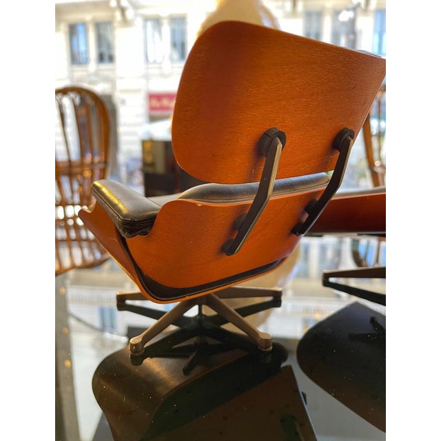 Black Vintage Miniature Lounge Chair and Ottoman Models by Charles and Ray Eames, 1956, Set of 2 For Sale - Image 8 of 13