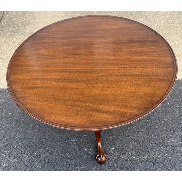 Vintage Kittinger Colonial Williamsburg Cw 70 Mahogany Chippendale Style Birdcage Tilt Table For Sale In Boston - Image 6 of 10