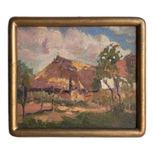 Small Impressionist Rural Landscape, Original Vintage Polish Oil Painting, 1930s