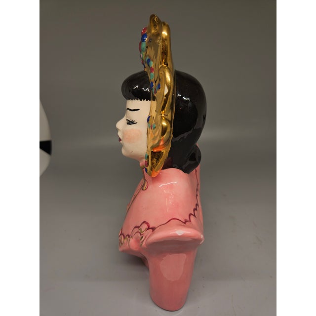 1980s Vintage Hobbiest Ceramics, Pasadena 8" Ceramic Pottery Asian Female Figure, 1983 For Sale - Image 5 of 6