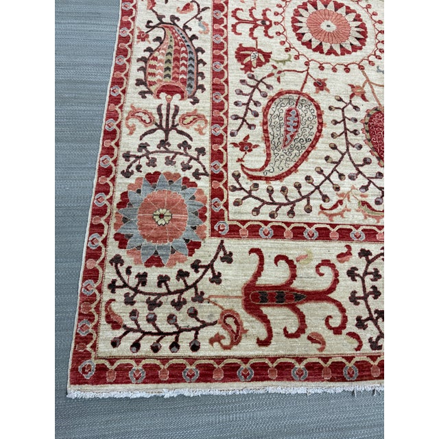 5ft X 7ft 10in Yildiz Suzani Hand Knotted Area Rug For Sale - Image 10 of 12