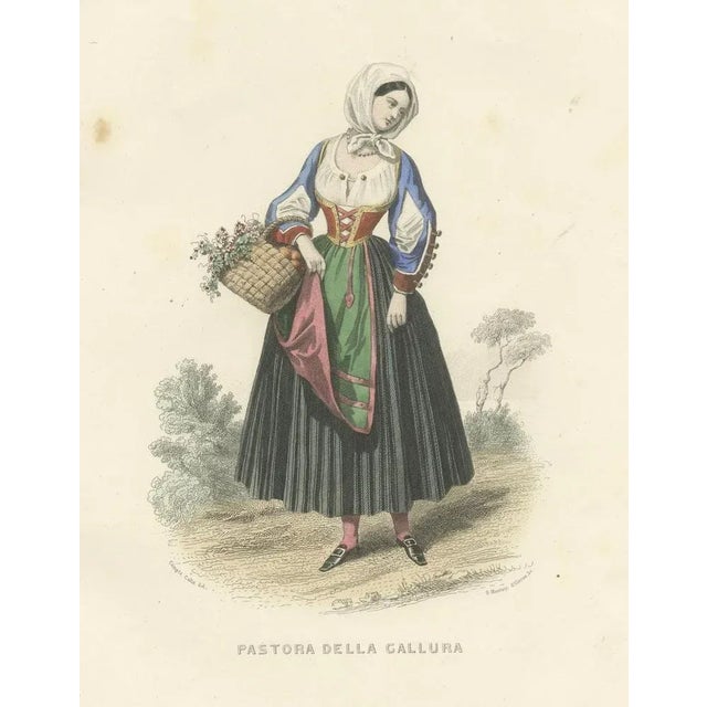 Compte-Calix, Sardinian Shepherdess, 1853, Hand-Colored Print For Sale - Image 6 of 10