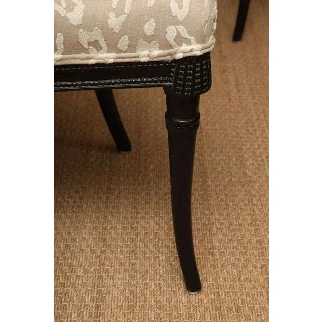 Vintage 1940's Grosfeld House Regency Wood Side Chairs With Cream and Off White Leopard Upholstery Pair Of For Sale - Image 10 of 10