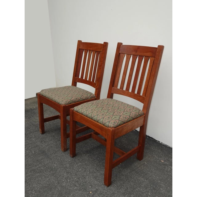 Pair of Vintage L. & J. G. Stickley Mission Cherry Wood Side Chairs For Sale In Los Angeles - Image 6 of 12