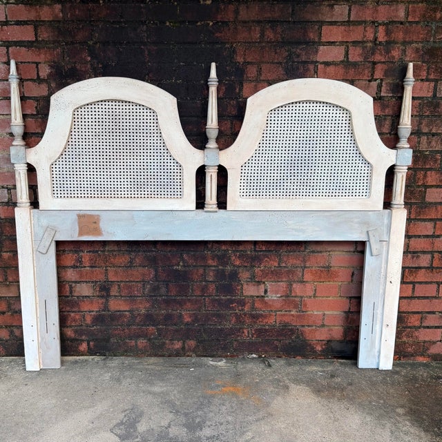 Mid-Century Dixie Queen Headboard in Swedish Gustavian Style - Newly Painted For Sale - Image 12 of 15