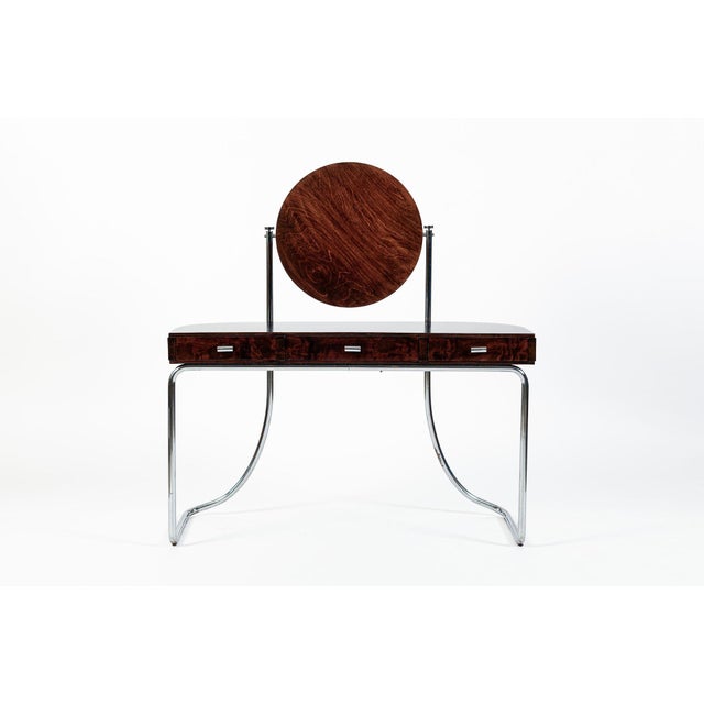 This rare Bauhaus tubular steel Model S214 dressing table was produced by Fritz Hansen in Denmark in the 1930s and is...
