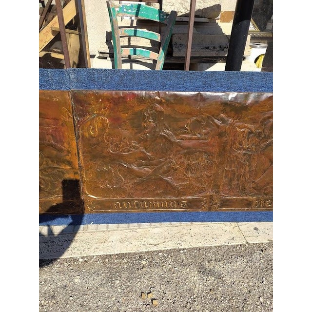 Grounded Painting on Copper Panels, The Four Seasons and the Zodiac Signs, Italy, 1970 For Sale - Image 4 of 18