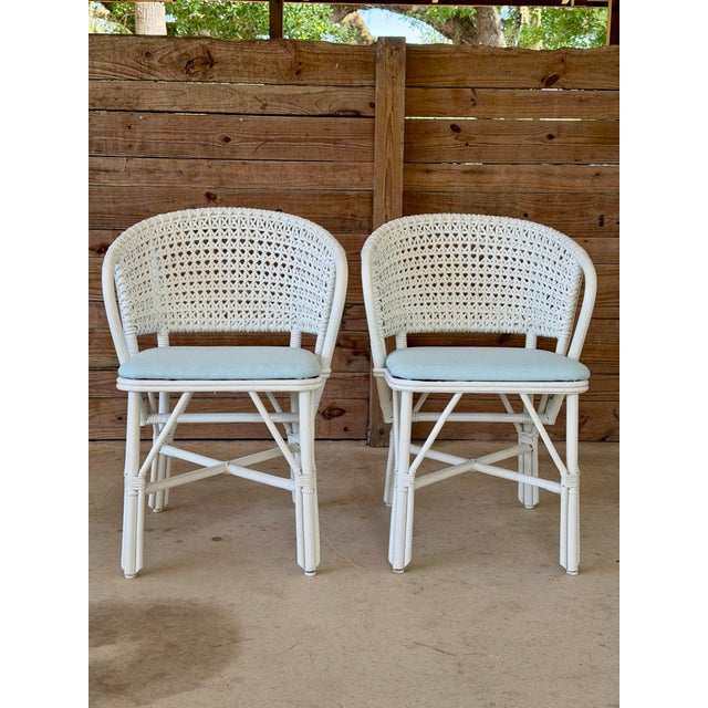 Pair of Vintage Coastal Whitecraft Rattan Side Chairs For Sale - Image 11 of 12