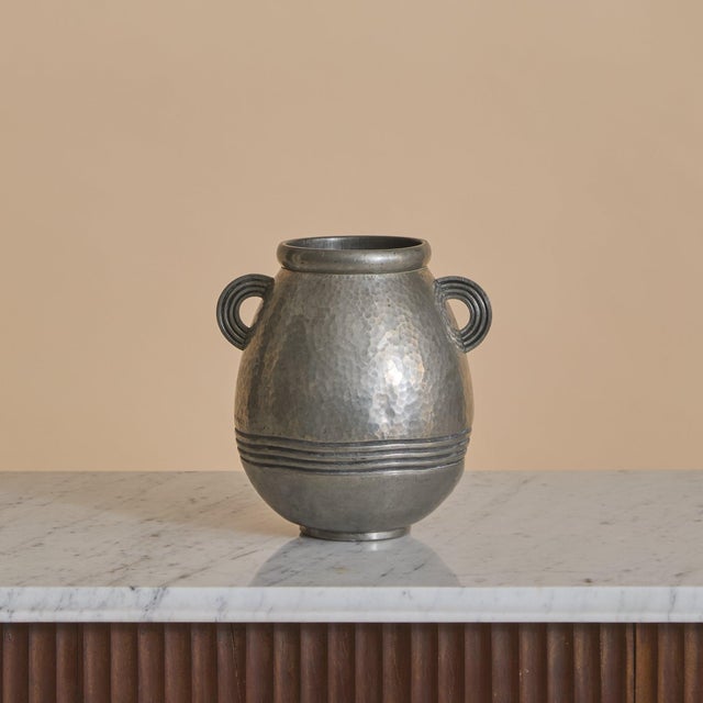 French Art Deco Pewter Vase by Rene Delavan, 1920s For Sale In Chicago - Image 6 of 11