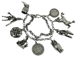 Mid-20th Century Dutch Silver Large Charms Bracelet, 1960s