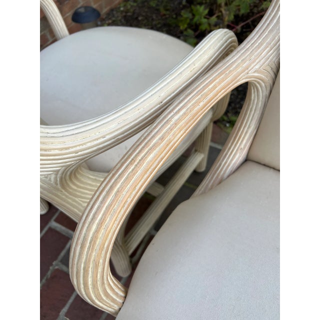 Vintage 1980s American Drew Post Modern Round Back Split Reed Arm Chairs - a Pair For Sale - Image 9 of 12