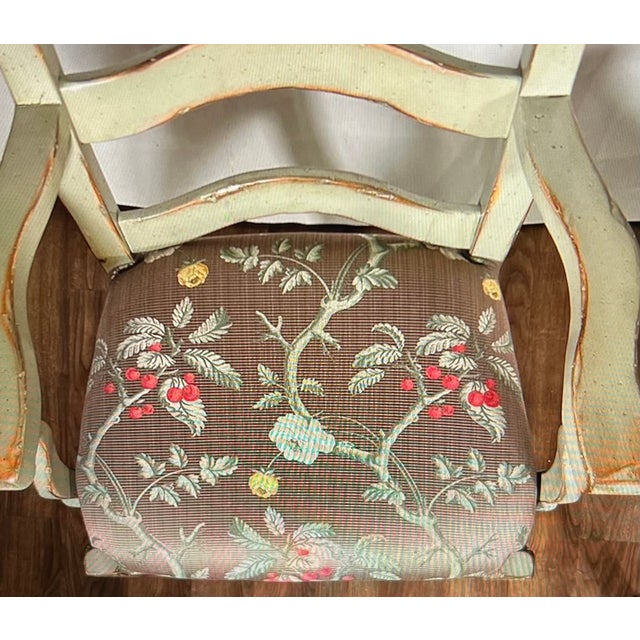 Painted Ladderback Dining Arm Chairs Attributed to Woodland Furniture For Sale In Greenville, SC - Image 6 of 10