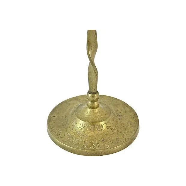 Metal Antique 21" Brass Candle Holders - a Pair For Sale - Image 7 of 8