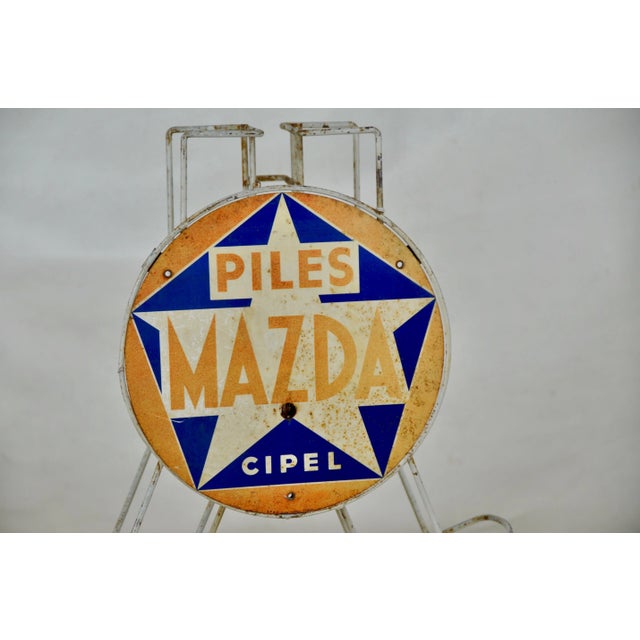 Mazda Battery Display Sign, 1960s, in Worn conditions. Designed 1960 to 1969