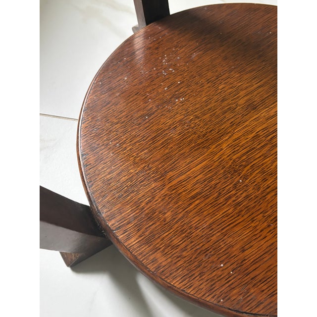 Antique 1930s American Art Deco Oak Side Table For Sale - Image 15 of 15
