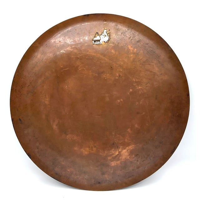 Metal Large Egyptian Wall Plate in Chased Copper, 1980s For Sale - Image 7 of 13