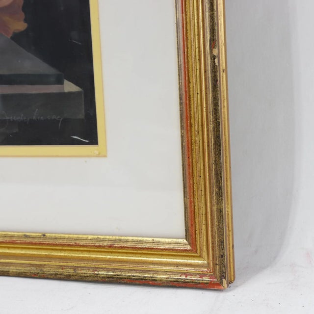 Vintage Floral Still Life Painting With Iris Roses and Camellias in Ornate Gold Frame For Sale - Image 9 of 11