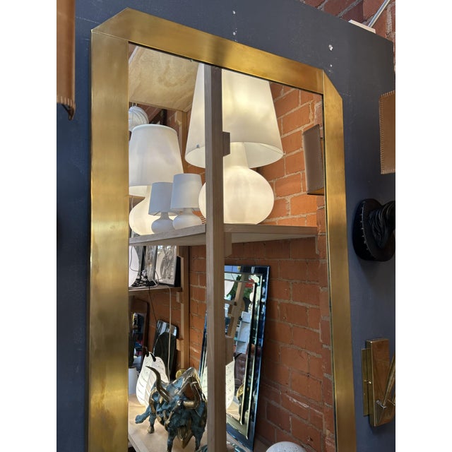 1970s Italian Brass Framed Geometric Mirror For Sale In Los Angeles - Image 6 of 6