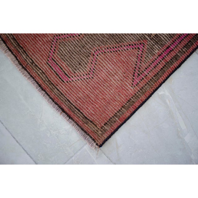 Rose Distressed Low Pile Rug Kurdish Yastik Small Rug Faded Colors Mat Entry Decor - 19'' X 38'' For Sale - Image 8 of 14