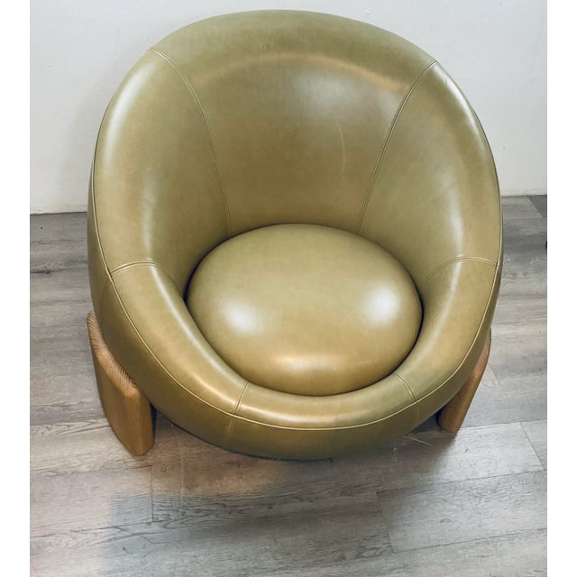 2020s Theodore Alexander Modern Light Bronze Leather Arlo Club Chair For Sale - Image 5 of 6